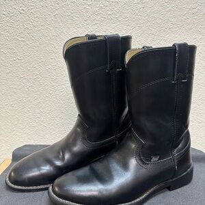 Justin Boots Black Leather Mid-Calf Boots